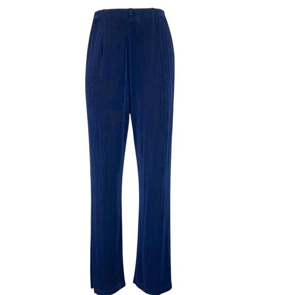 Chico's Travelers Slinky Comfy Wide Leg Travel Pants Sz 1 Reg (M/8) Blue #45P - Picture 2 of 7
